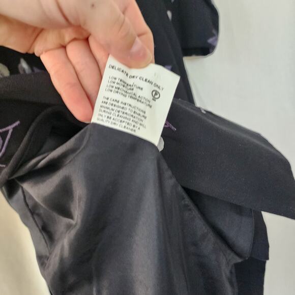 Karen Millen Midi Coat Black Embroidered Floral Women’s Size UK 10 US 4 Vamp - Picture 9 of 11